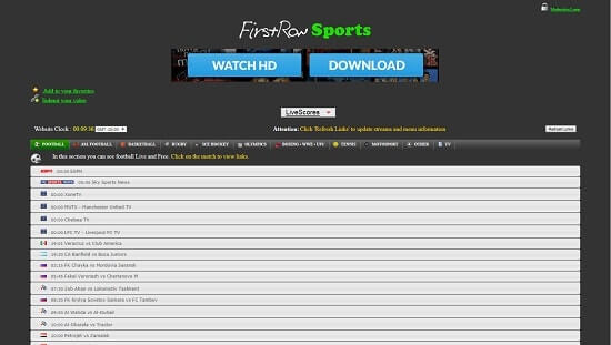 FirstRow Sports futbol gratis en vivo