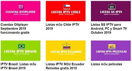 Listas IPTV países
